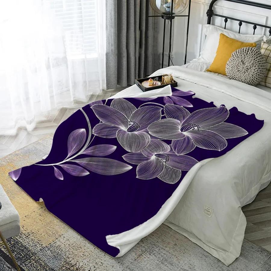 Floral Pattern Blanket Microfiber Flannel Cover Blanket Bedroom Living Room Sofa Soft And Comfortable Home Decoration