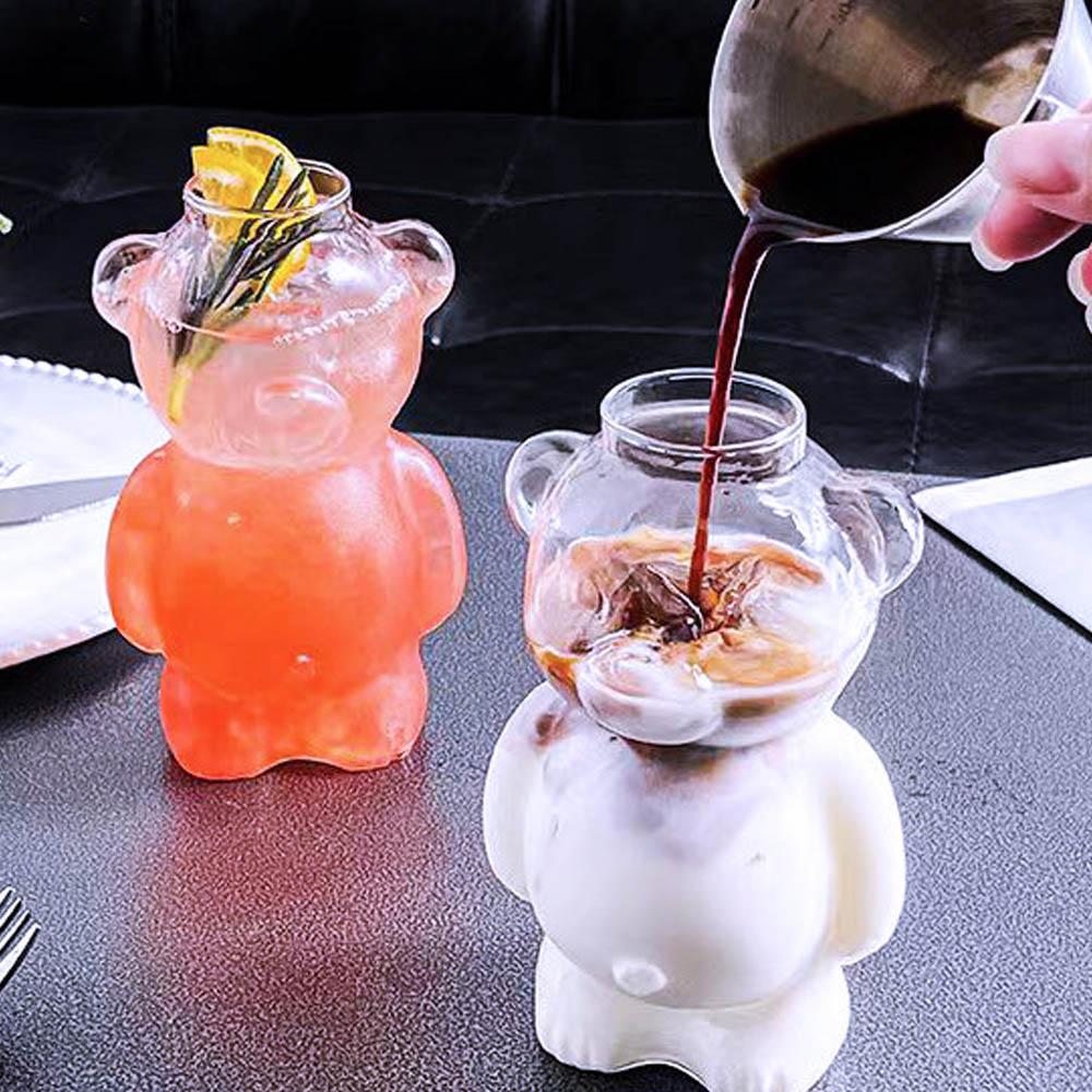 Glass Bear Cup Coffee Water Glass Juice Cup Milk Tea Cup Cute Cartoon Glass Beverage Cup