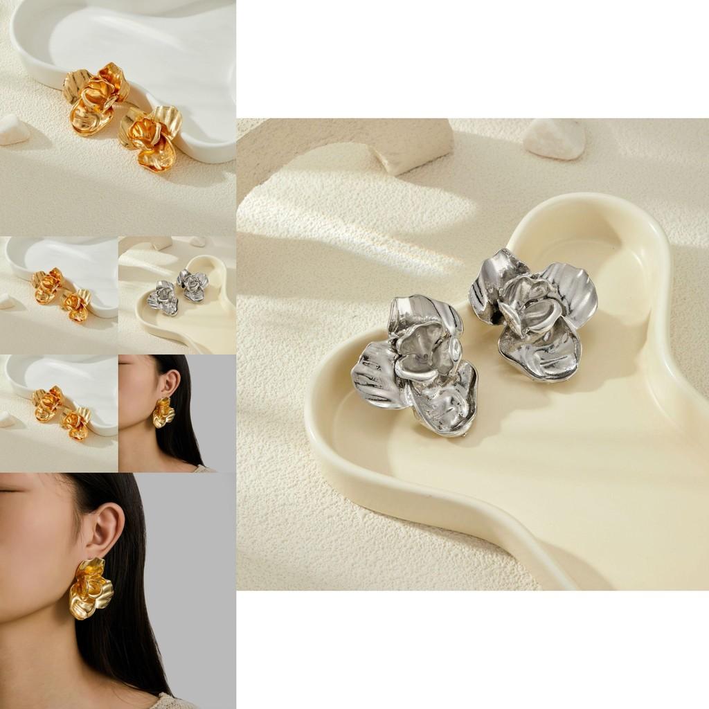 Stylish Vintage Floral Earrings With Eye-catching Gold Plated Design Perfect For Fall 2024