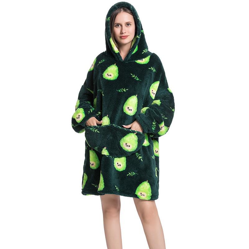 Cozy Autumn/Winter Pumpkin Blanket Sweatshirt: Thick Cotton Velvet Bathrobe for Indoor and Outdoor Warmth