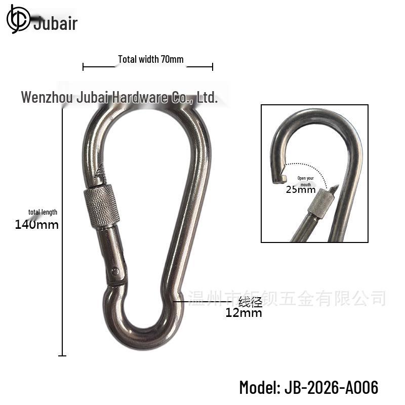 304 Stainless Steel Screw Lock Carabiner Snap Hook Connector
