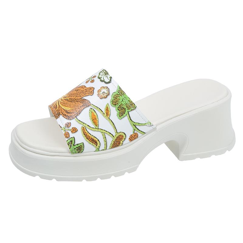 Ladies Shoes 2024 Fashion Summer Women's Slippers Comfortable High Heel Sandals Women Fashion Printed Sandals Chanclas Mujer