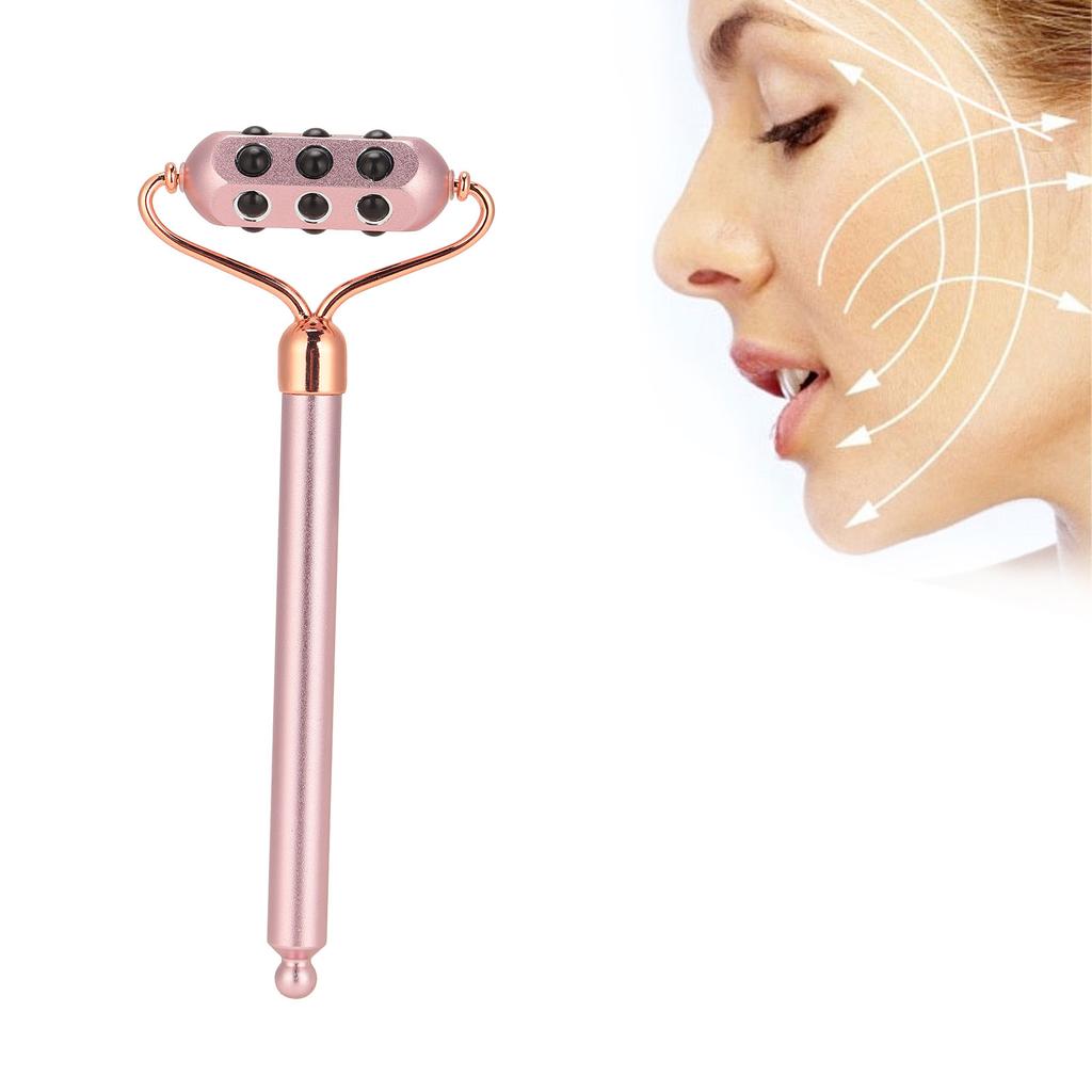 Face Beauty Massage Roller Aluminium Alloy Promote Absorption Germanium Manual Roller Pink