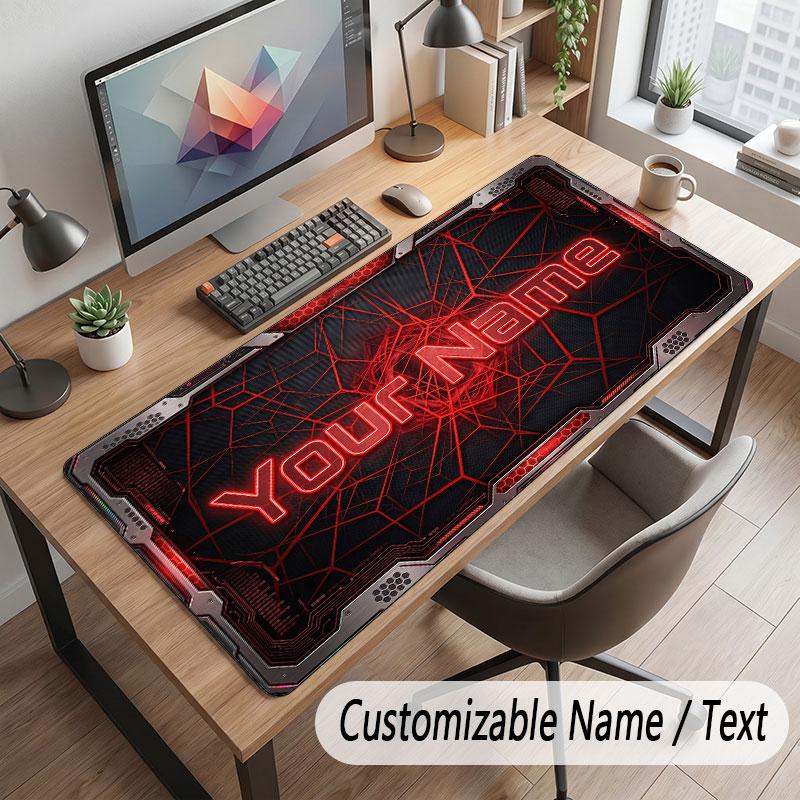 Neon Colorful Theme Customized Mouse Pad Personalized Print Name Text Desk Mat For Home Office Table Decor