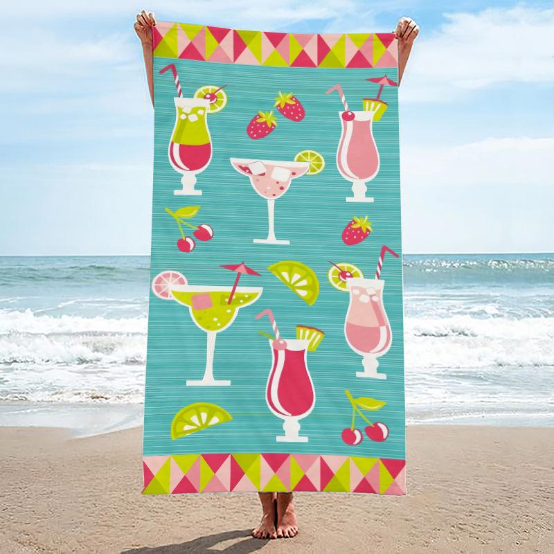Tropical Macaw Parrot Beach Towel Hibiscus Flower Print Quick Dry Absorbent Towel for Summer Vacation