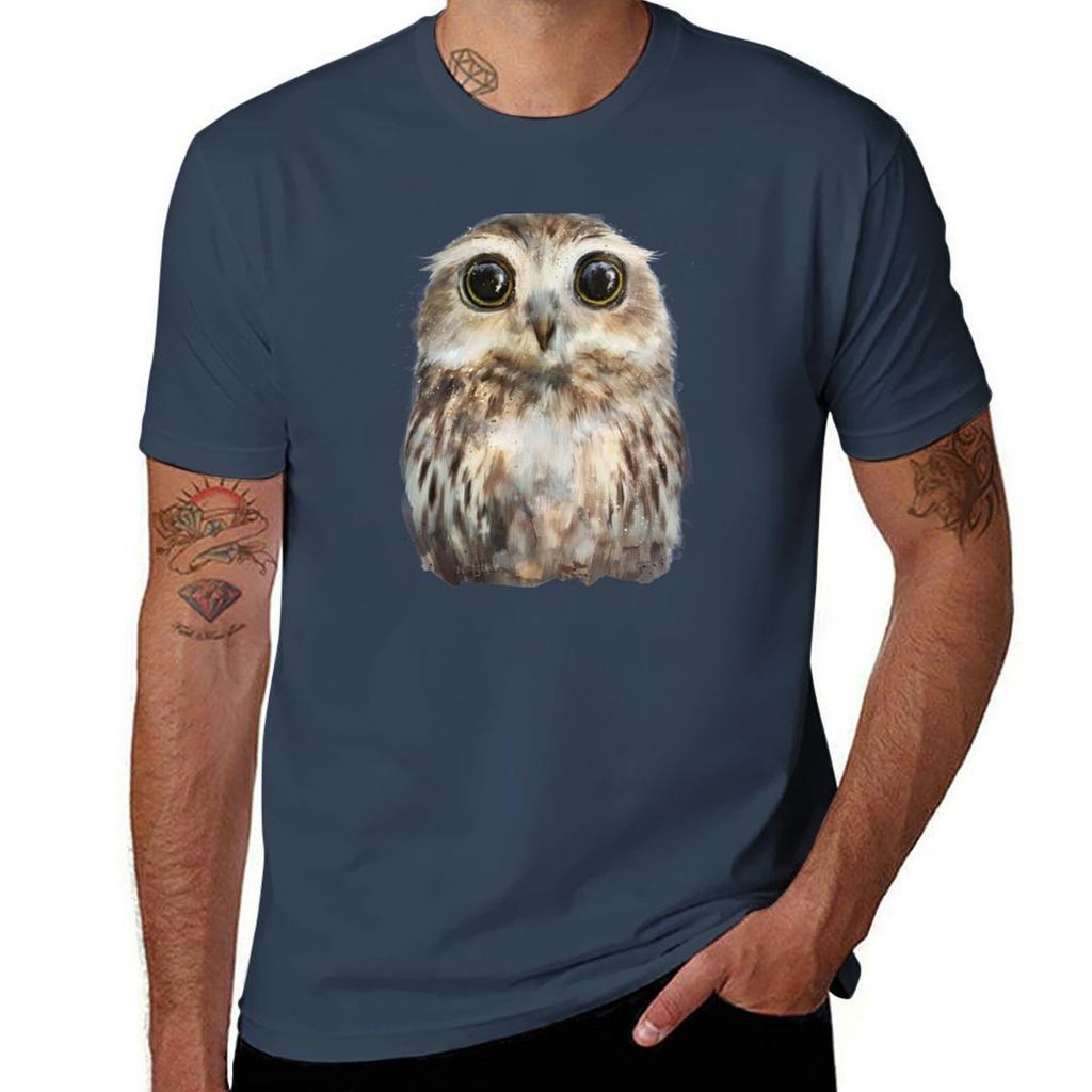 Little Owl Tshirt T Shirts For Man Slim Fit T Shirt Man Casual Tshirt