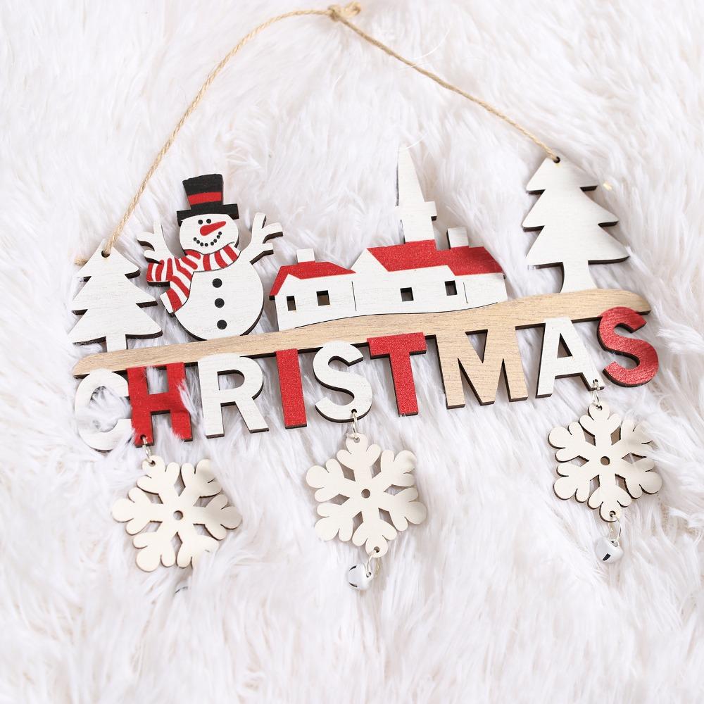 New Wooden Hanging Ornaments Creative Party Supplies Xmas Tree Pendants Santa Claus Happy New Year Door Pendants