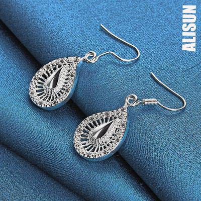 925 Sterling Silver Water Droplet Piercing Earrings Fashionable Wedding Jewelry
