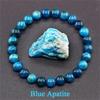 Unisex 8mm Natural Blue Apatite Beaded Elastic Bracelet - European & American Style