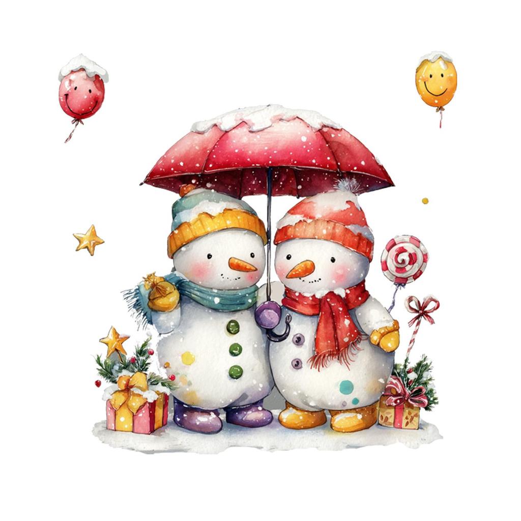 Christmas Snowman Window Stickers - PVC Electrostatic Glass Decorations for Home or Shop