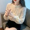 2025 Autumn Velvet Lace Stand Collar Shirt for Women