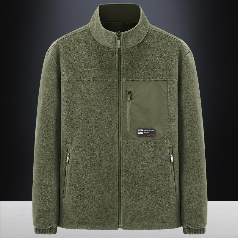 Herfst en Winter Outdoor Bergbeklimmen Fleece Casual Sport Losse Opstaande Kraag Dubbelzijdig Herenjack Trendy Winddicht