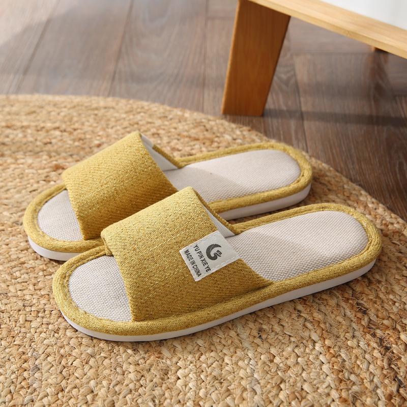 Fashion  Women Men Indoor Slipper Anti-slip Lovers House Floor Shoes Soft Ladies Summer Home Slides Breathable Flax Slippers 44