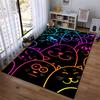 Colorful Neon Cats Pattern on Black Background Carpet1Cute Cartoon Cat Faces Design Suitable for use as an anti-slip1 for1room and bedroom sofas