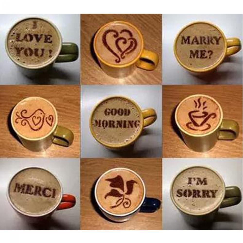 16pcs Funny Latte Mold Cappuccino Decorating Foam Tool Coffee Art Stencils