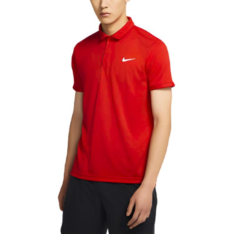 Nike Polo Shirts Men's Red Polo Collar Moderate Straight Fit CW6851-657