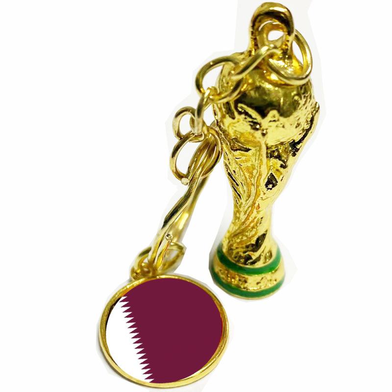 2022 Qatar World Cup Trophy Soccer National Flag Keychains Football Souvenirs Backpack Accessories