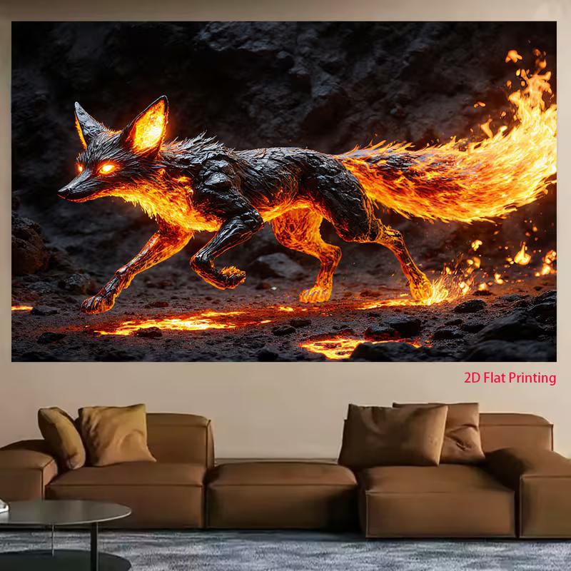 2D Magical Flame Fox Photography Background