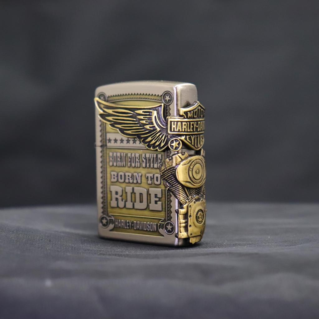 ZIPPO Lighter Japan Limited 3 Sides Continuous Processing Antique Finish Nickel X Brass Harley-Davidson HDP-27
