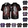 Herren Halloween Print Kasack Kurzarm für Arbeitsuniform