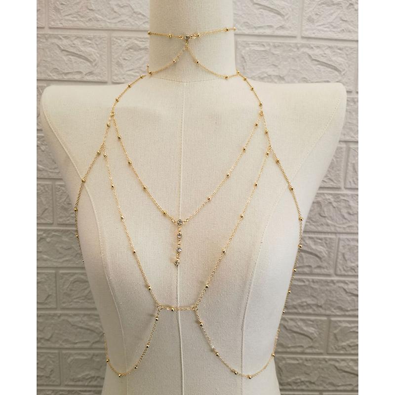 Metall Körper Büste Kette Schmuck für Frauen Sexy Stil hohl Bikini Damen Brust