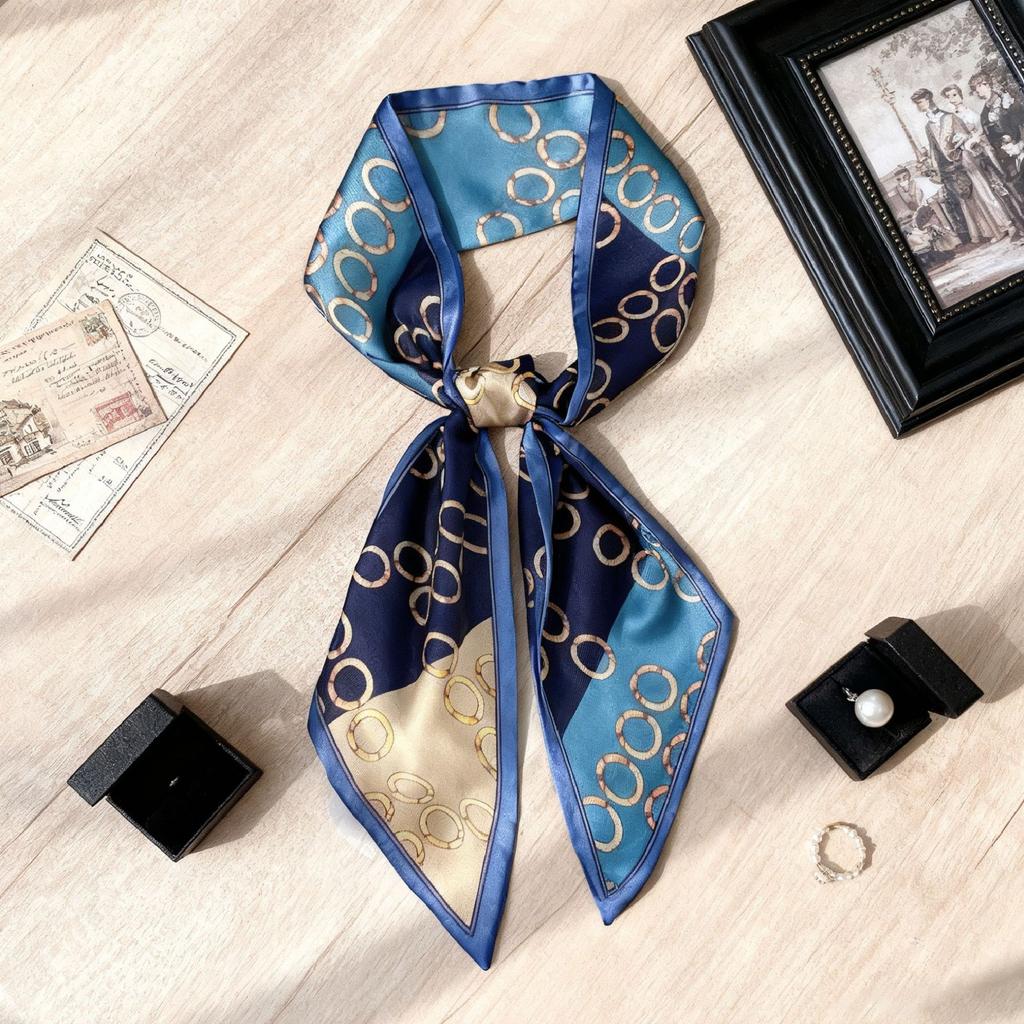 Korean Version of Rabbit Long Silk Scarf Streamer Women's Spring and Autumn New Scarf Double-layer Double-sided Decorative Scarf Handle Tied Bag