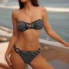 Black & White Striped Bandeau Bikini - Sexy Fashion Swimwear