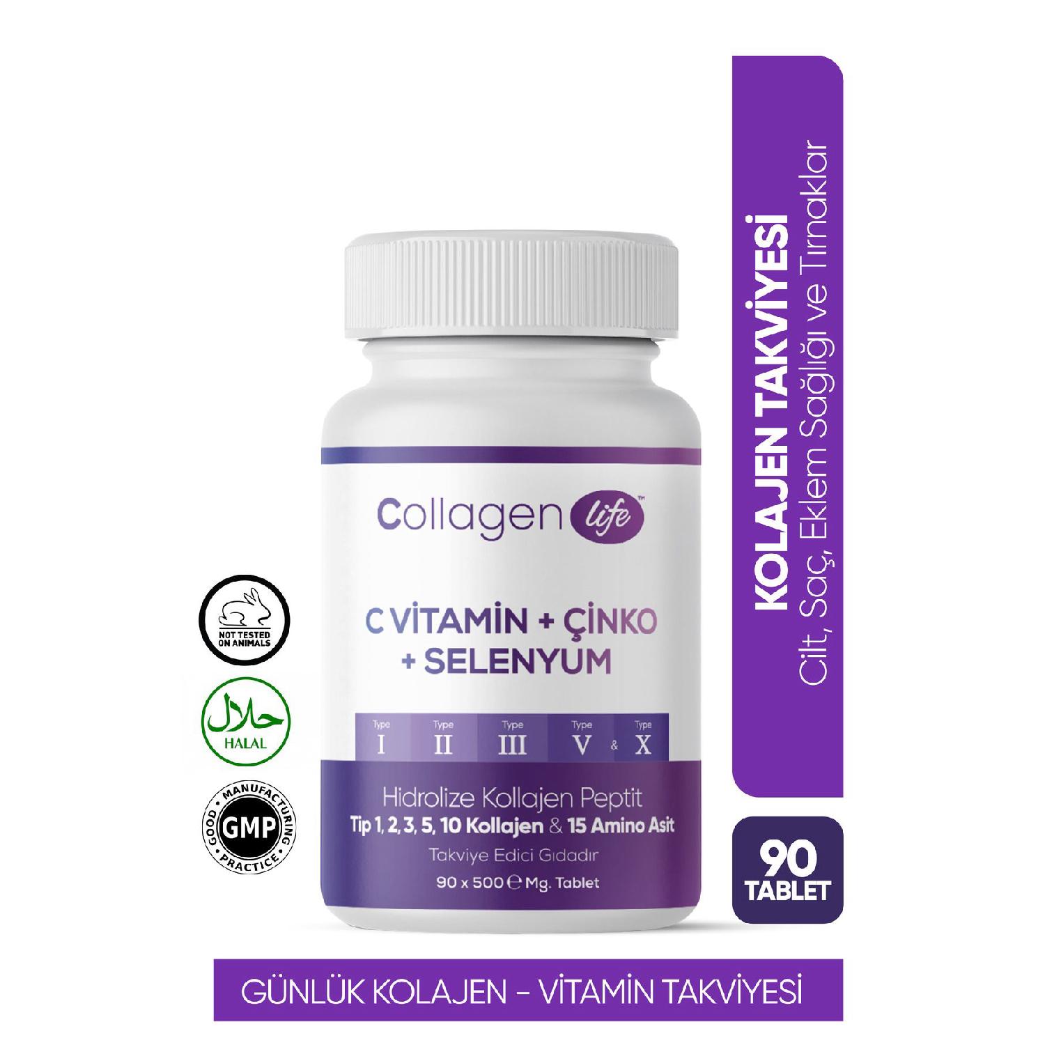 

5 Types Of Collagen Type 1, Type 2, Type 3, Type 5, Type 10, (selenium, Vitamin C And Zinc) 90 Tablet