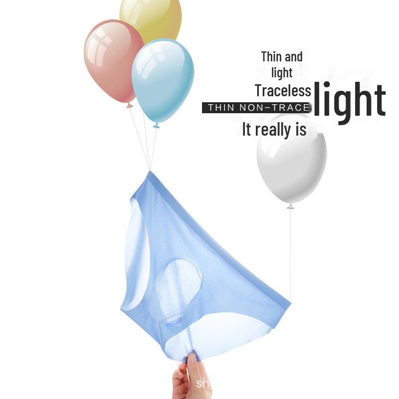 New 3D Convex Threaded Ice Silk Men's Transparent Briefs - Sexy and Trendy One-Piece Design