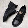 Mens Casual Leather Shoes 2026 Trendy British Style Round Toe Low Cut Soft Sole