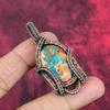 Spiny Oyster Copper Turquoise Pendant Copper Wire Wrapped Gemstone Pendant Handmade Birthstone Pendant Copper Wire Jewelry Gifts for Friend