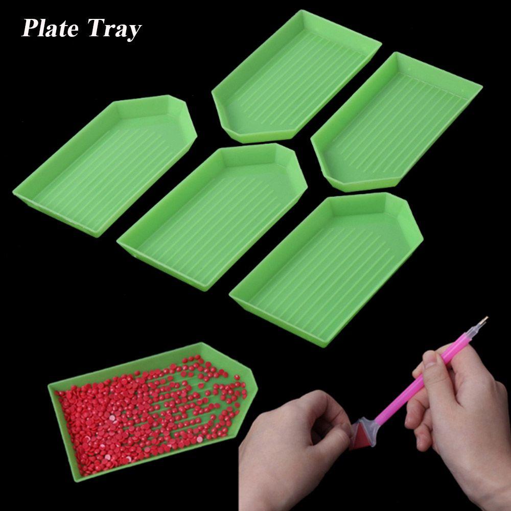 

5PCS Needle Green Embroidery Square Plastic Point Drill Diamond Painting Tray Plate