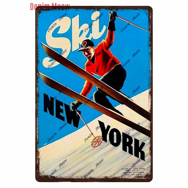 Vintage Ski Patrol Metal Poster, Retro Apres Skiing Tin Sign, Outdoor Winter Sports, Ski Team Printing Decoration, Plates, WY262