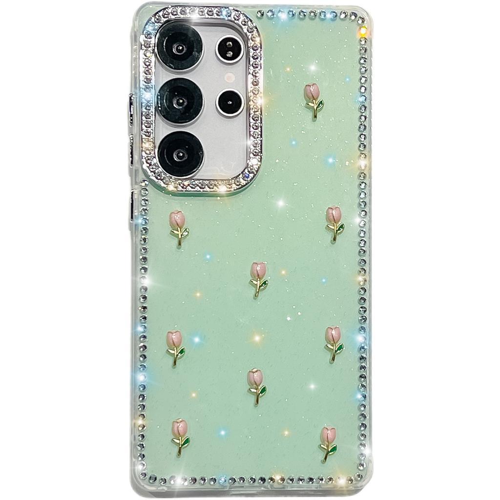 Handmade Sparkly Diamond Tulip IMD Phone Case, Compatible with Samsung S23 Ultra/S24/S25 & A07/A15/A16/A17/A26/A35/A36/A55/A56