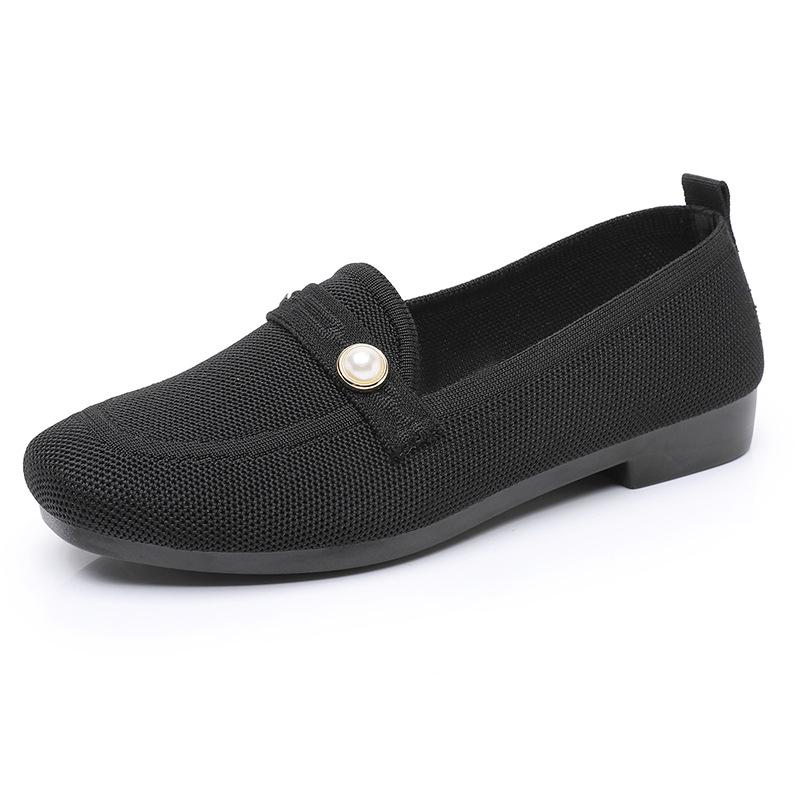 Shoes Women's Spring and Autumn Casual Fashion Women's Single Shoes Flying Weave Breathable Soft Sole Shallow Mouth Flat Women's Shoes