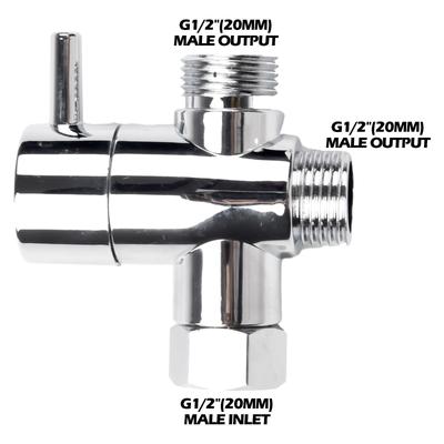 1/2 Inch ABS Chrome 3 Way Diverter Hose Fitting Tee T Shape Adapter Connector For Angle Valve Hose Bath Shower Arm Toilet