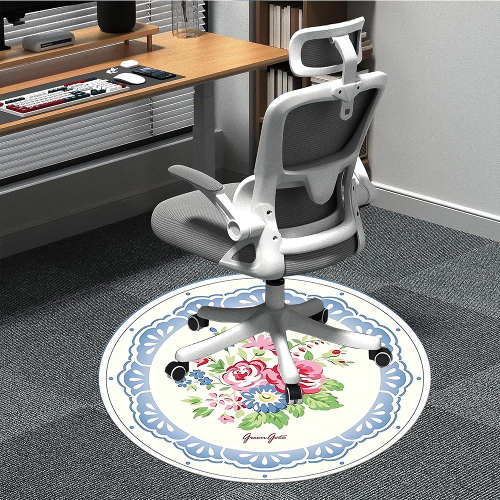 

1pc Floral Plate Chair Carpet for Office, Non-slip, Soft and Durable Office Rug, Perfect for Office yy260131037 80cm by 80cm