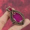 Facettierter Kaschmir-Rubin-Anhänger Kupferdraht-Wickel Schmuck Handgefertigt Anhänger Kupferdraht-Wickelanhänger Jahrestagsgeschenke Echter Edelstein Schmuck