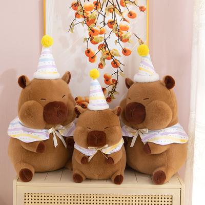 Creative Kapibara Doll Plush Toy Doll Throw Pillow Ugly Cute Birthday Hat Capybara Doll Birthday Gift