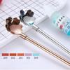 Cherry Blossom Straw Spoon Set with Cleaning Brush Stirring Spoon 304 Stainless Steel Summer Drink Cocktail Party BarAccessories