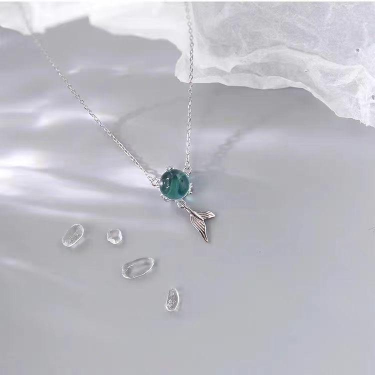 Blue Mermaid Tail Clavicle Necklace – Simple Korean Style Forest Fishtail for Women and Girlfriends