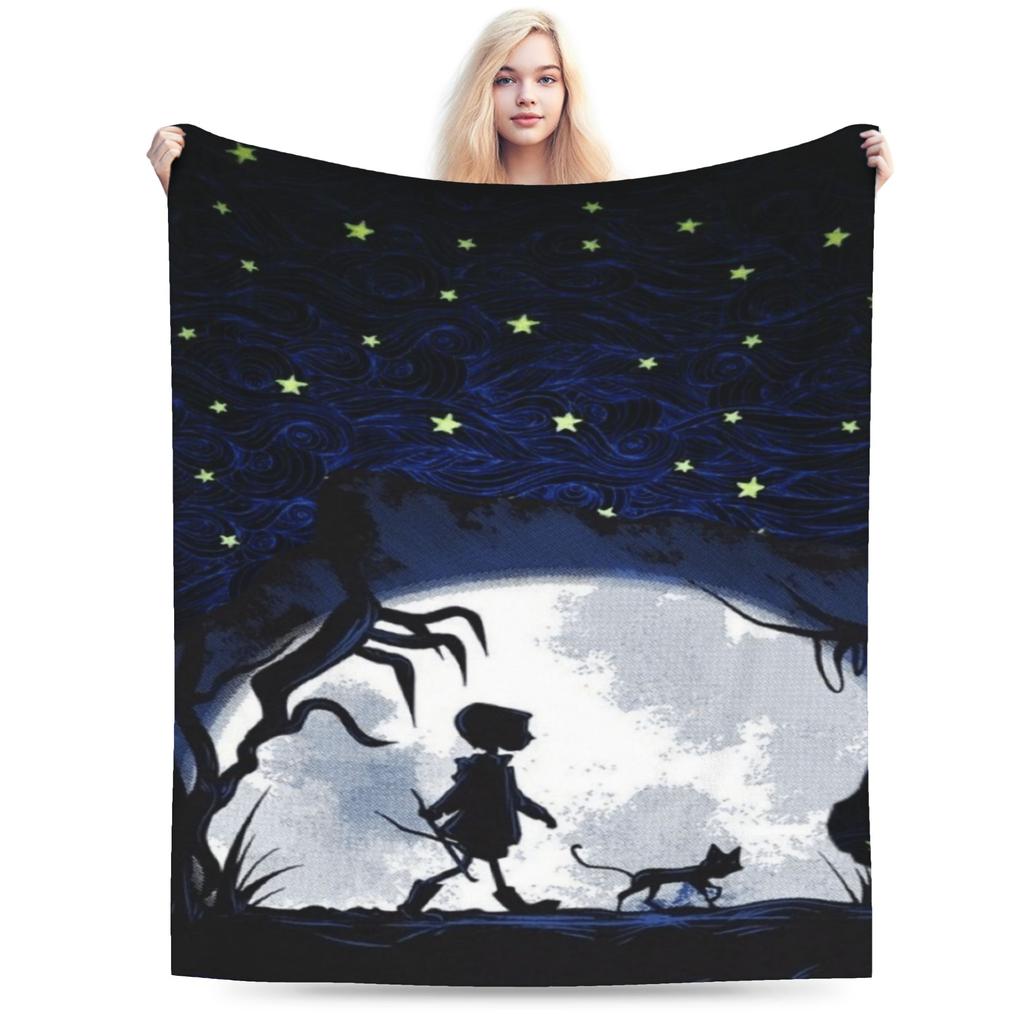 Cozy Blanket Travel Car Horror Cartoon C-Coraline Bedding Throws Novelty  Bedspread For Living Room