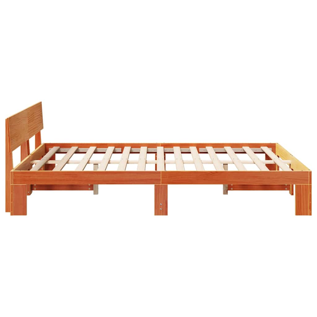 Bed Frame Wax Brown 140 x 200 cm Solid Pine Wood