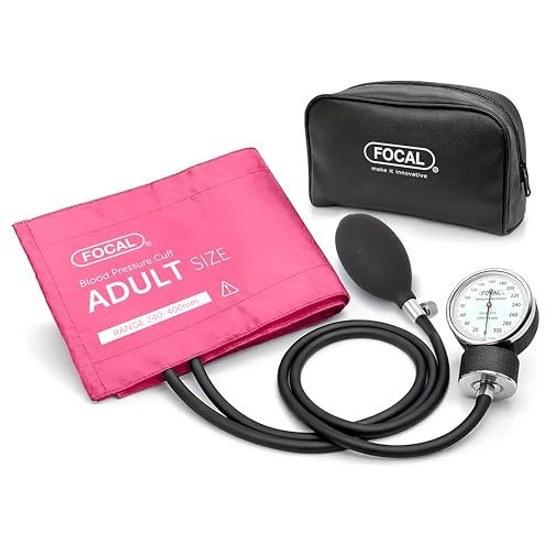 FOCAL Japanese-made aneroid sphygmomanometer carrying case FC-100V latex-free nylon cuff magenta