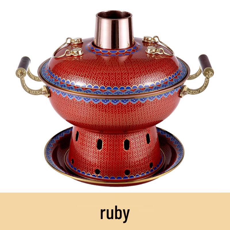 ZISIZ Cloisonné Enamel Copper Hot Pot