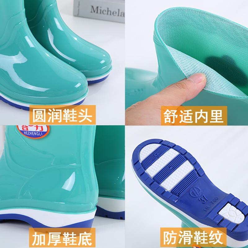Fashion Adult Rain Shoes Women's Summer Non-slip Warm Water Boots Medium Tube Work Water Shoes Women's Fashion Rubber Shoes Overshoes