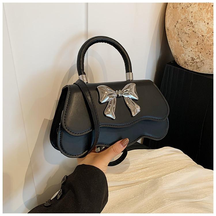 Fashionable Bowknot Small Square Tote Bag For Women Cute Shoulder Crossbody Purse