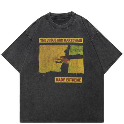 Streetwear Both Sides Graphic T-Shirt Cotton Washed Black Tshirt Unisex Oversized Short Sleeves T Shirt