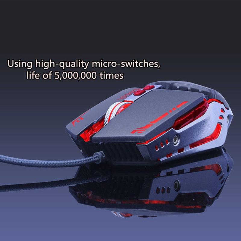 Optical 8 Button  4000DPI Breathing LED Backlit USB Wired Gaming Mouse