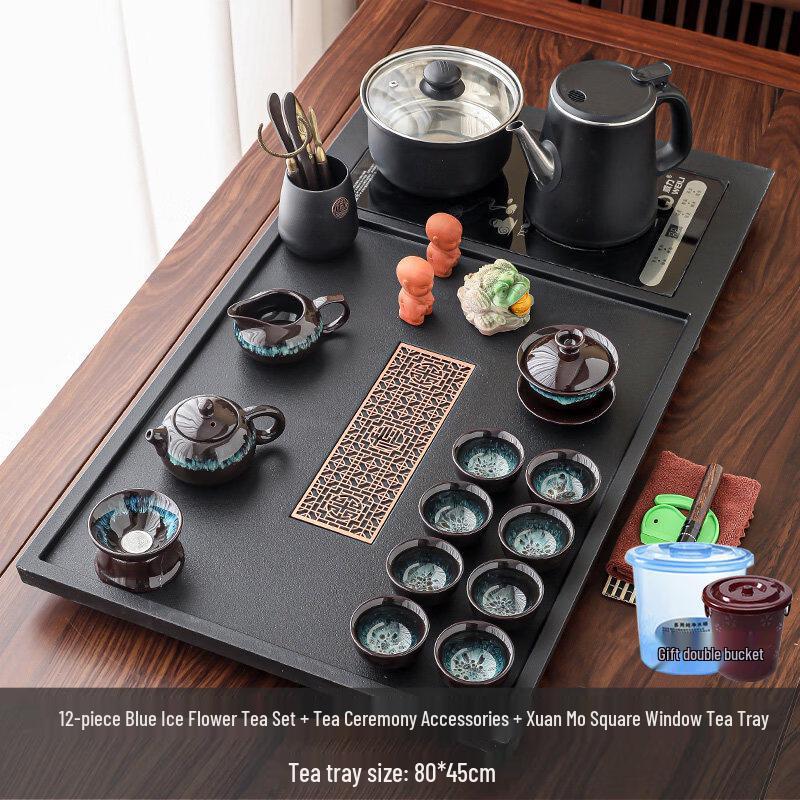 

Chinese Blue Ice Flower Ceramic Tea Set